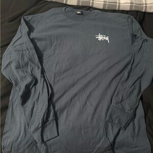 Stussy Blue Long Sleeve Tee with Crew Neck